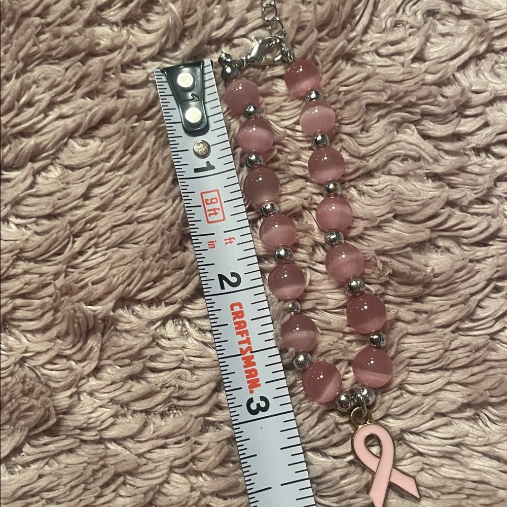 🔥4/$20 🌸NIB Breast Cancer Beaded Bracelet with Pink Ribbon - Picture 6 of 8